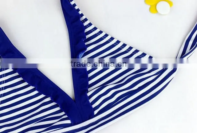 2016 Brand Baby Blue Strings Girls Swimsuit Print Bikini