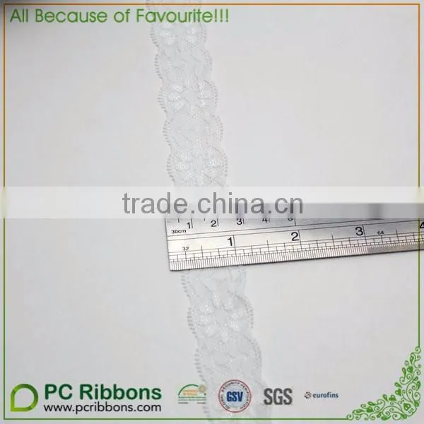 1" width white elastic lace trim ribbon