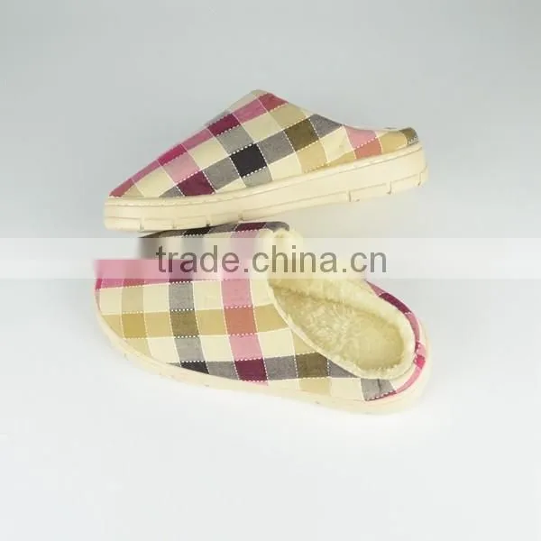 Premium quality colored cotton fleece women and men's indoor slippers