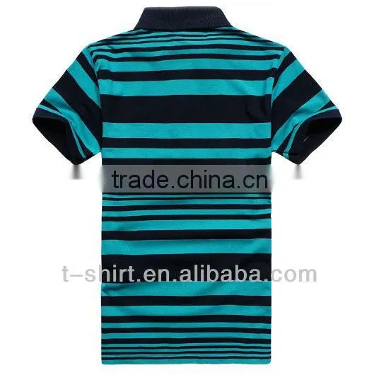 Polyester mens stripped t-shirt polo shirt contrast color factory