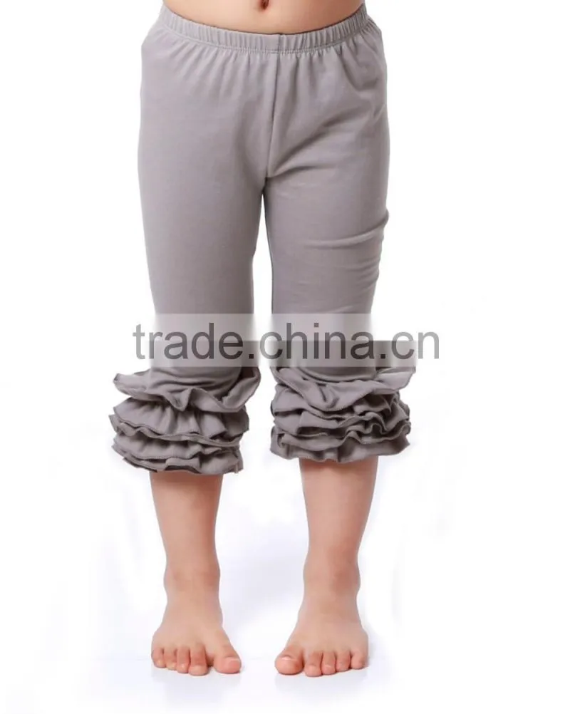 children cotton pants girl's boutique ruffle high quality candy color soft pants