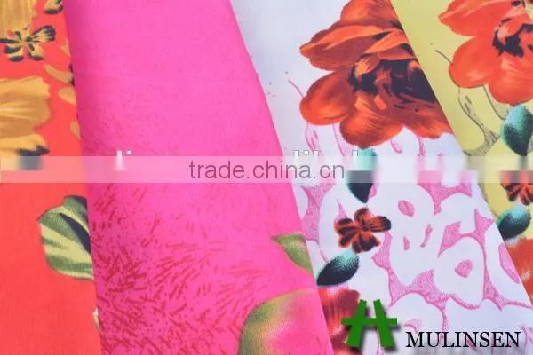 Mulinsen Textile Fashion Floral Pattern Fabric Polyester Satin Clothes