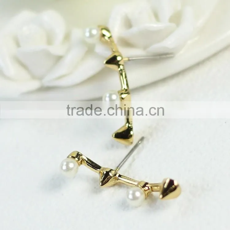 Kingman fashion 18K gold puddles big fake pearl earring