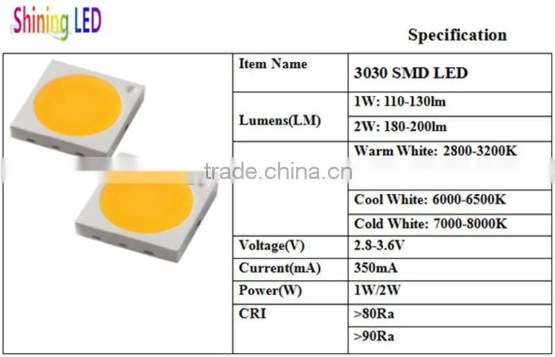 High Luminance 1W SMD3030 LEDs