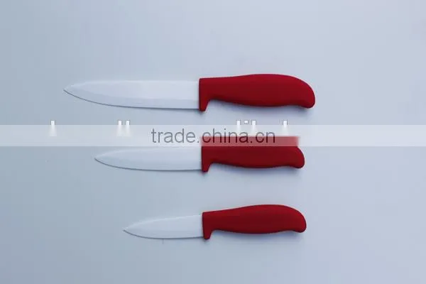 3"+4"+5" Colorful Handle Kitchen Knives set, Quality Assured Zirconia Blade in knife holder