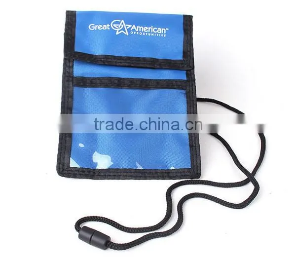 Travel polyester neck pouch passport holder
