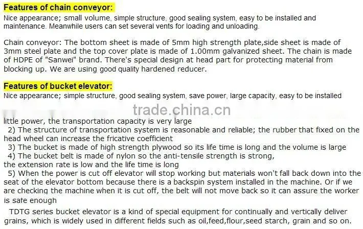 TDTG series vertical bucket elevator used for bulk grain/pellets storage steel silos