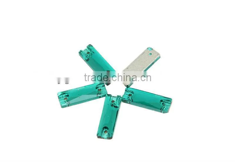 Hot sale highest quality sew-on crystal beads number 3072# Rectangle shape Emerald color for garment