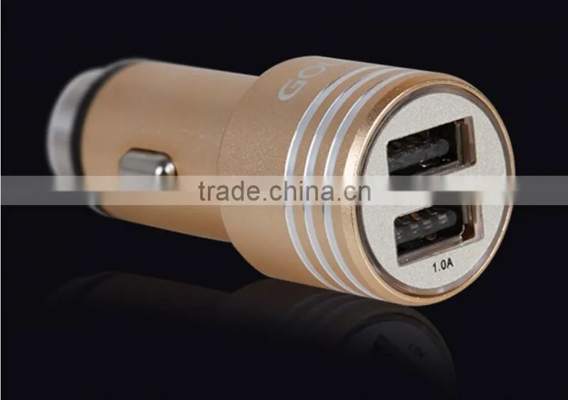 Metal Quick Charge 2.0 Car Mobile Charger Dual USB Output Quick Charge USB For Tablets ,mobile phone