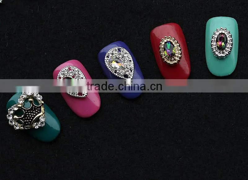 new design big stone pearl flower butterfly bow finger nail rhinestone jewelry