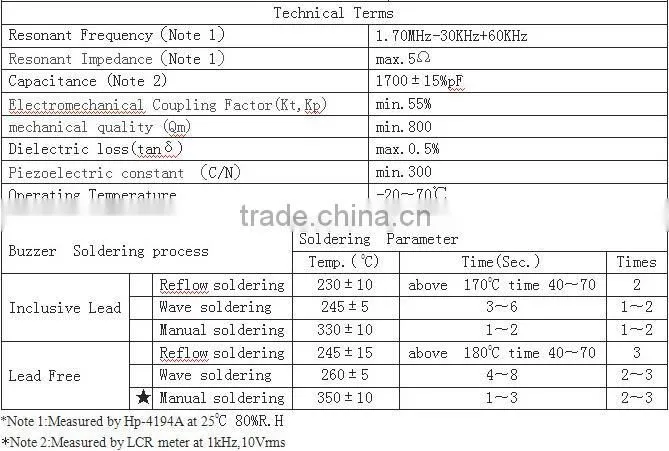 FB251700P 25mm 4W Piezoelectric ceramic ultrasonic atomization piece buzzer (FBELE)