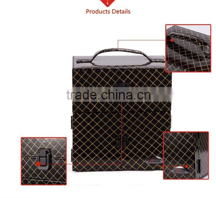 2016 Factory price cosmestic suitcase makeup box cosmetic rolling suitcase