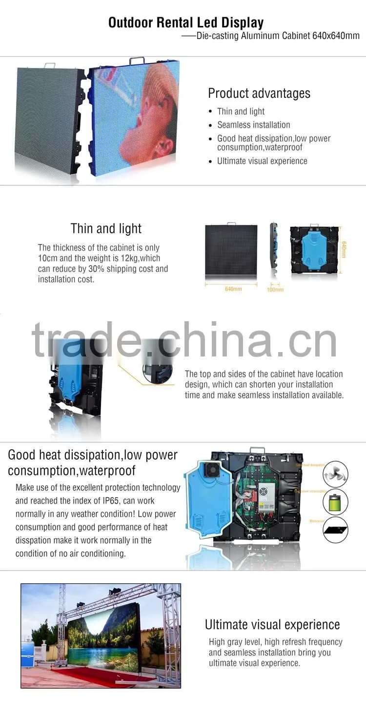 Outdoor Rental Screen P10 LED Video Display with 640mm*640mm