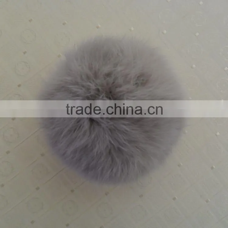 Wholesale Cute Fluffy rabbit fur pompoms with keychain