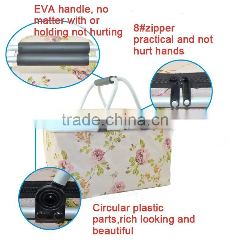 Polyester fabric picnic basket, cheap picnic basket set