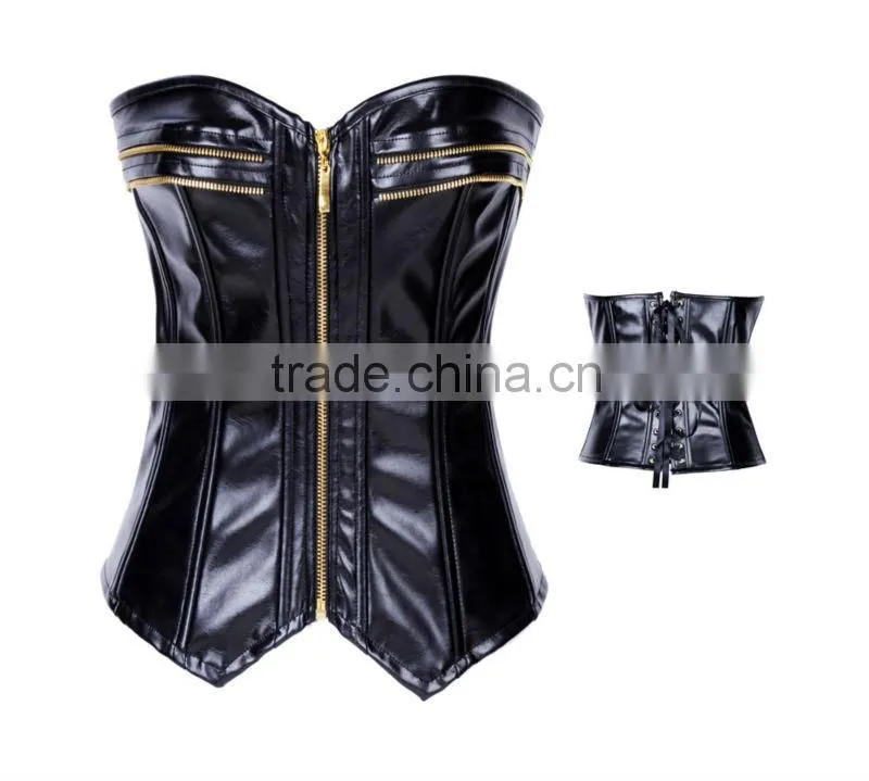 women casual push up leather sexy strapless corset m1989