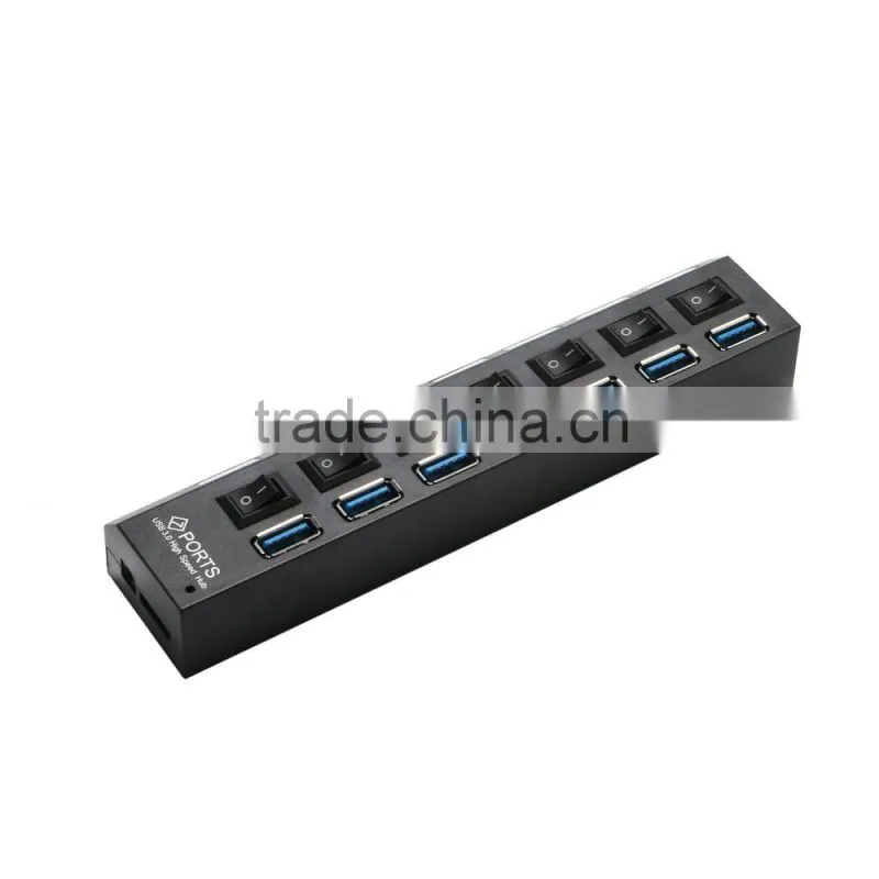 7-Port SuperSpeed USB 3.0 Hub with Individual On/Off Switches ,LED light