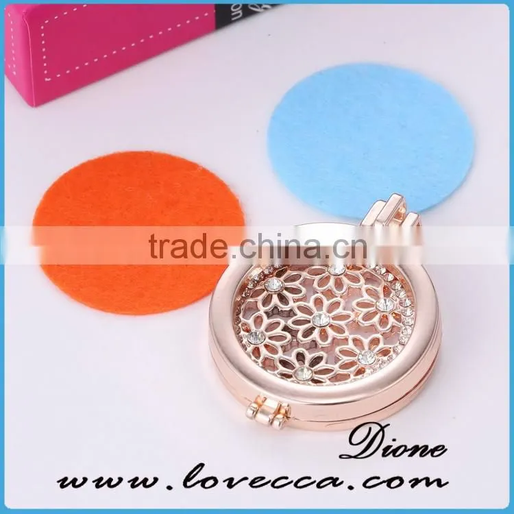 Rose gold Aroma Jewelry Essential Oil Diffusing Locket Pendant Necklace For Aromatherapy