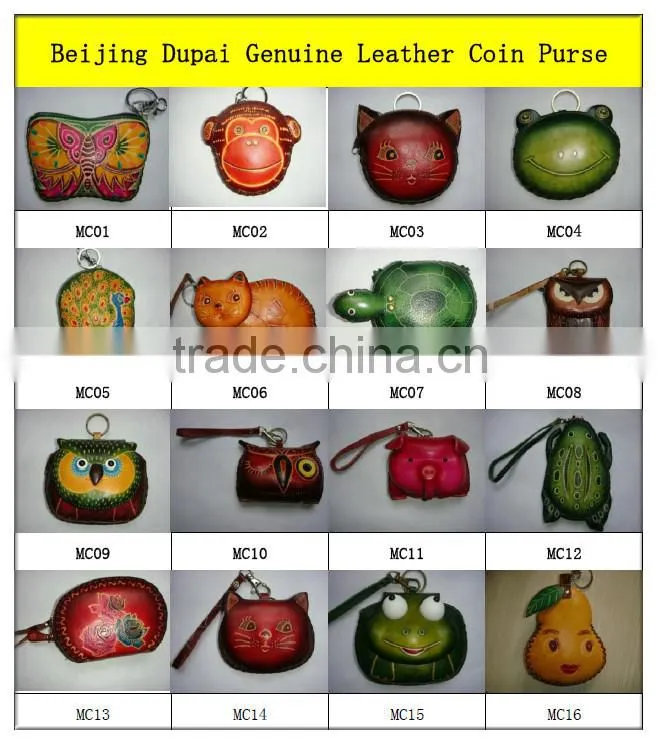 Wholesale High quality Pure hand-made genuine leathter animal coin purse