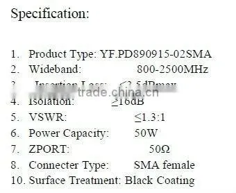 2-way 800-2500MHz SMA ,Micro-strip Power splitter
