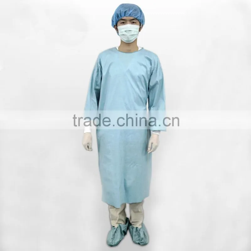 Reinforced spunlace surgical gown alcohol/blood/oil/water repellency treatment