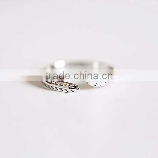 925 sterling silver feather ring adjustable ring fashion women ring jewelry supplies 6260551