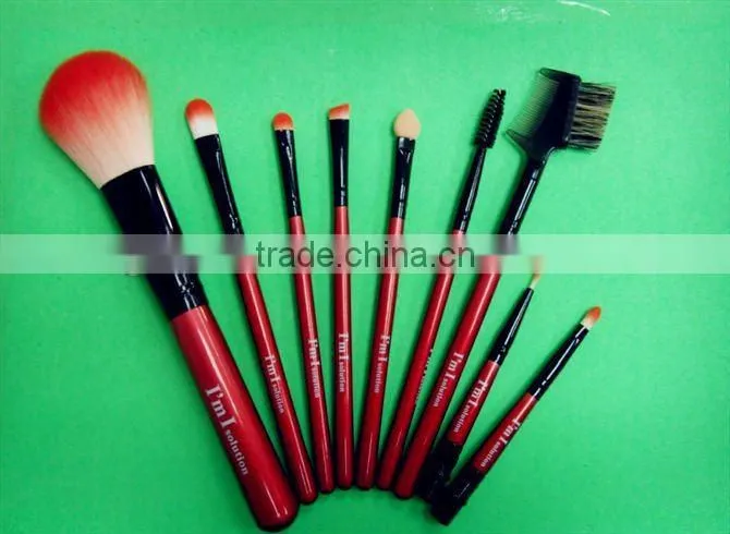 2014 9 pcs professional wood handle makeup brush set
