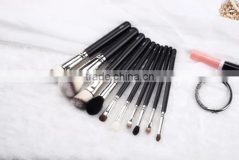 Top Grade Copper Ferrule 10pcs Private Label Makeup Brush black, High Quality Private Label Makeup Brush black