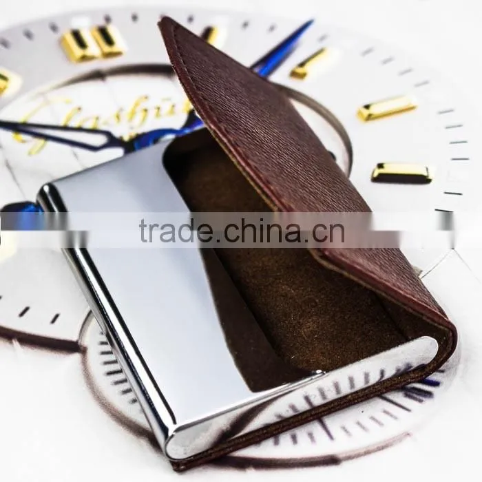 Business affairs brown PU leather credit card holder name card case for business men and promotional gift