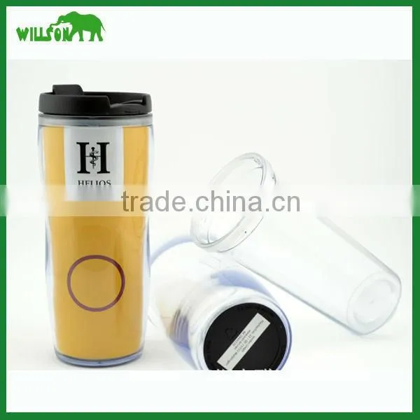 Double wall plastic travel cup