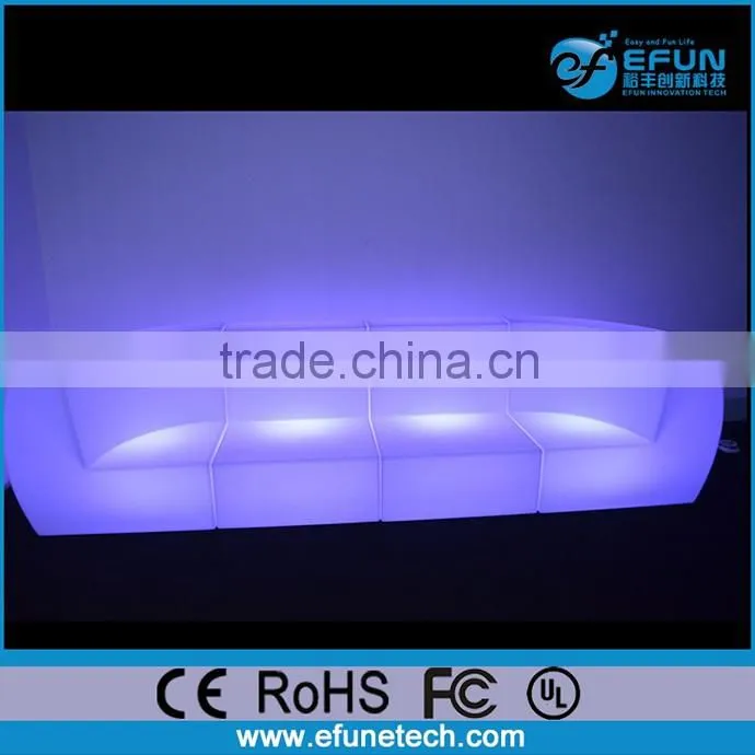 fashion design 2017 remote control rgb color changing illuminated lounge bar sectional sofa