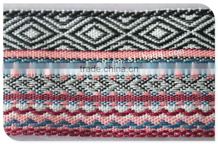 Newest design 4cm width yarn dyed ethnic polyester bias tape wholesale
