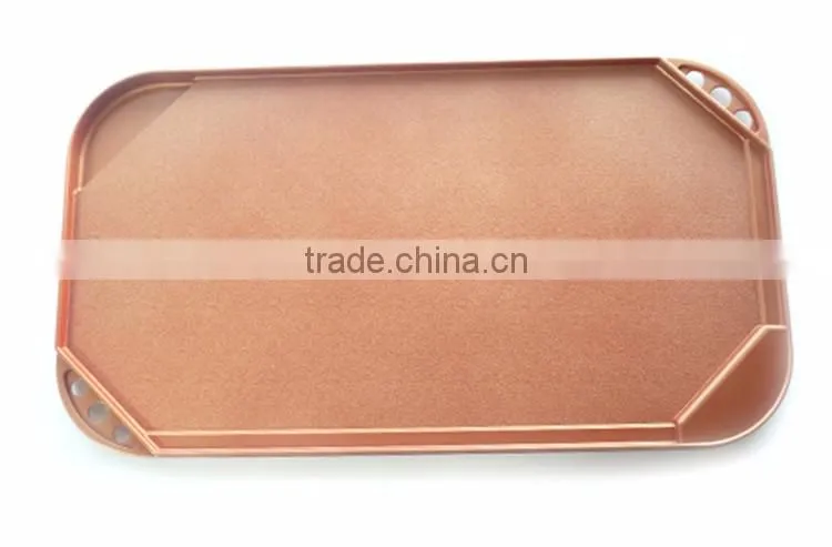 Square Nonstick Aluminum Fry Griddle Die Casting Double Grill Pan