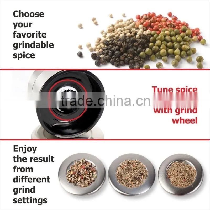 manual glass spice bottle grinder/pepper and salt mill 6 Oz Glass Body and 5 Grade Adjustable Ceramic Rotor