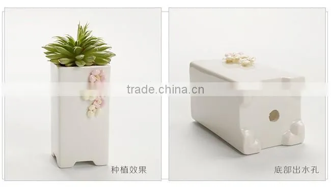Creative hand pinching flowers small white ceramic flower pots