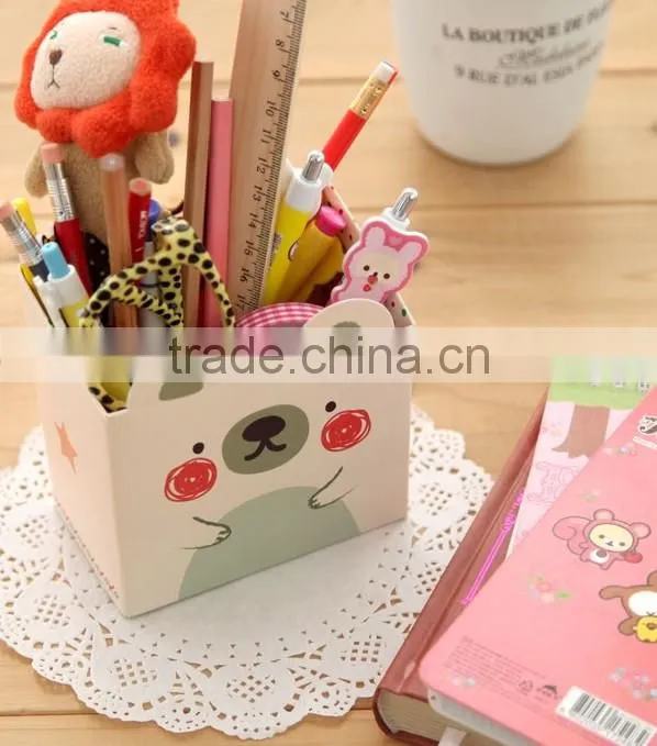 2514 Cute animal paper storage box custom stationery pen holder wholesale