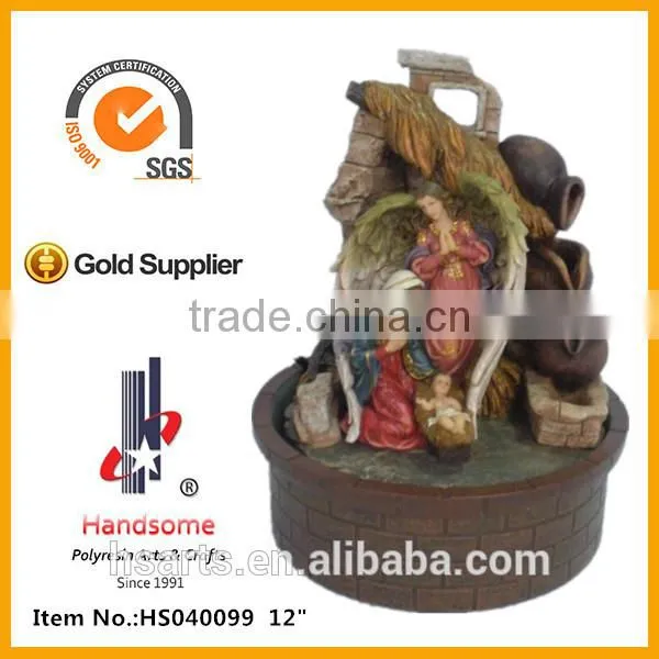 10 Inch New Design Holy Family Resin small decorative indoor water fountain
