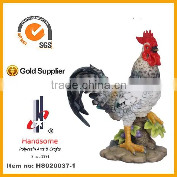 9''H resin lifelike rooster crafts, resin chicken statue