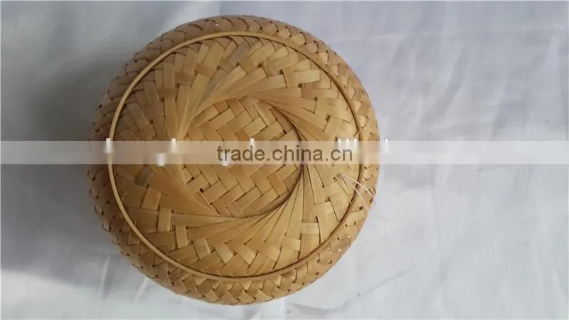 China Style rouond New Bamboo weave Casket with lid S