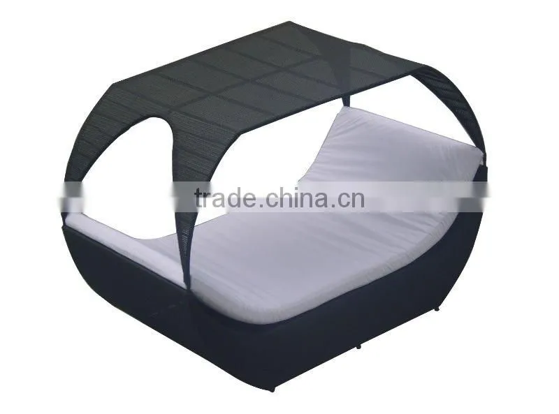 patio rattan oval sunbed or garden wicker lounge