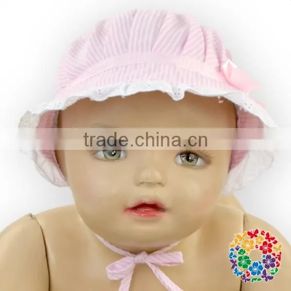 Wholesale baby hat pink cheap sun visor hat with bow wholesale baby sun hat