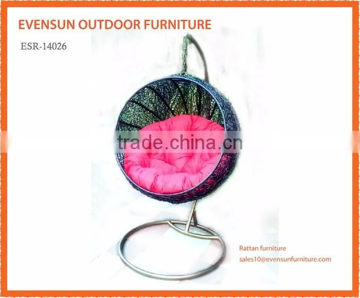 Garden Hanging Swing Chair Patio Outdoor Grey Rattan Cushion Recliner Rocking