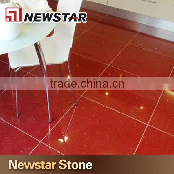 Crystal red sparkle quartz floor tiles