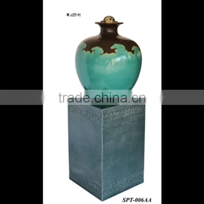 Green glaze ceramic wishful bottle fiber glass water fountain with Crystal ball