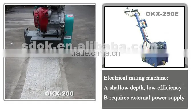 OKX-200 asphalt floor scarifying and milling machine price,gasoline asphalt scarifying and milling machine