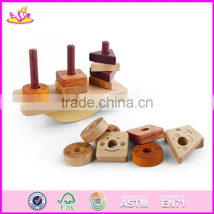 2017 new design kids play wooden block stacking games W13D142
