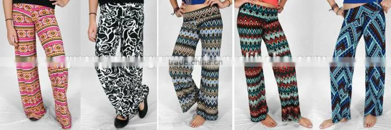 plus size adult/child wide legs yoga long pants, wholesale kids palazzo pants , unique print palazzo pants
