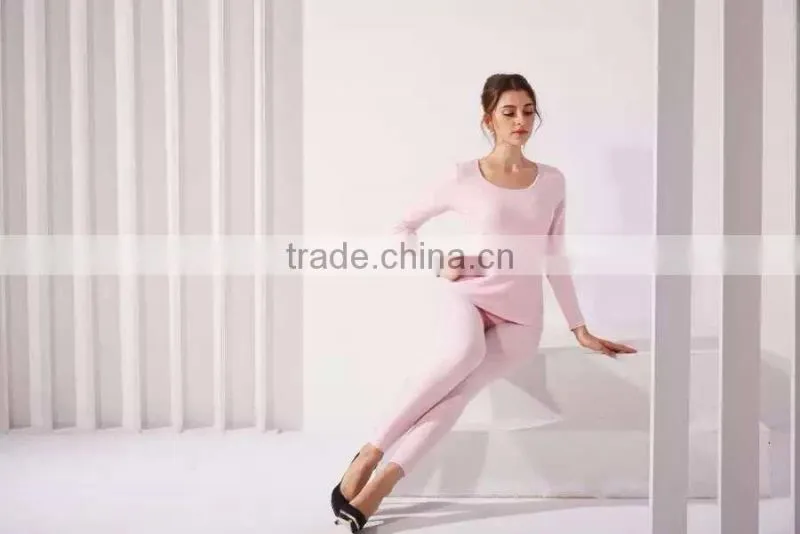 low collar elastic Thermal Underwear custom women sexy warm underwear / lady long sleeve thermal underwear