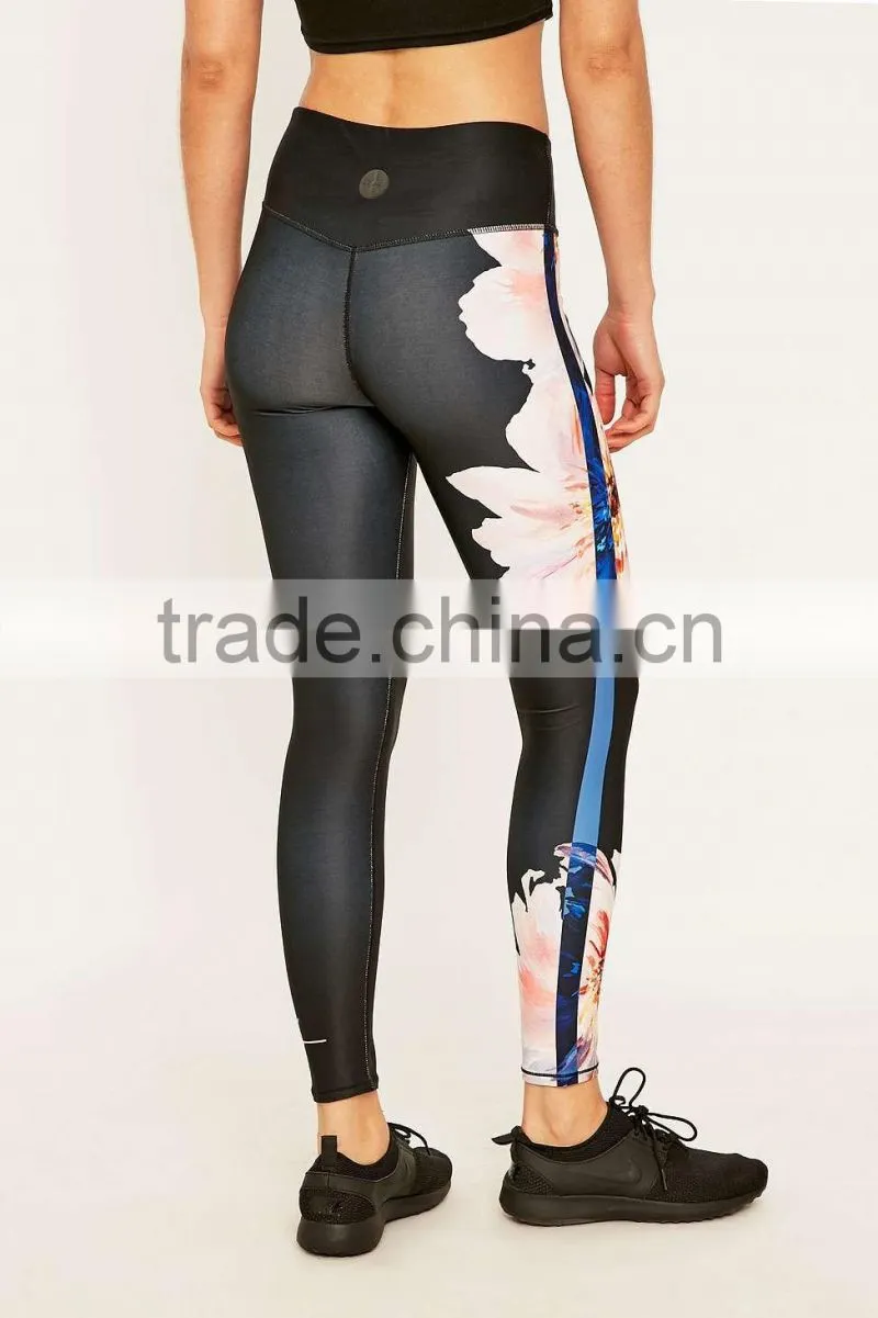 high quality slim fit yoga ladies printed leggings fitness nylon spandex