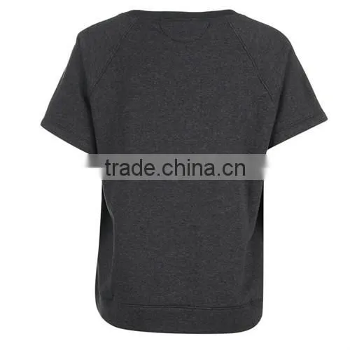 Terry plain short sleeves sweatshirt T-shirt ladies wholesale